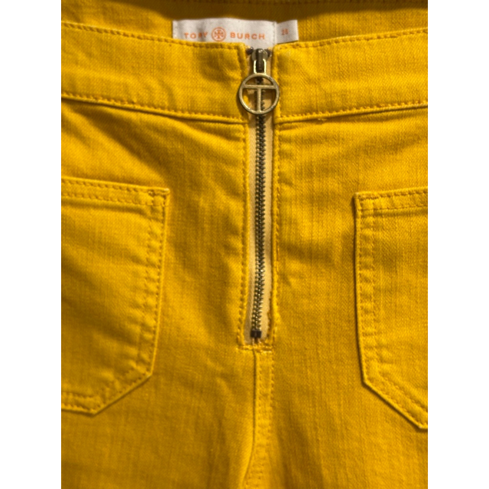 Tory Burch Mustard Yellow Wide Leg Zip Front Pants, Jeans, Size 25 - Picture 3 of 7
